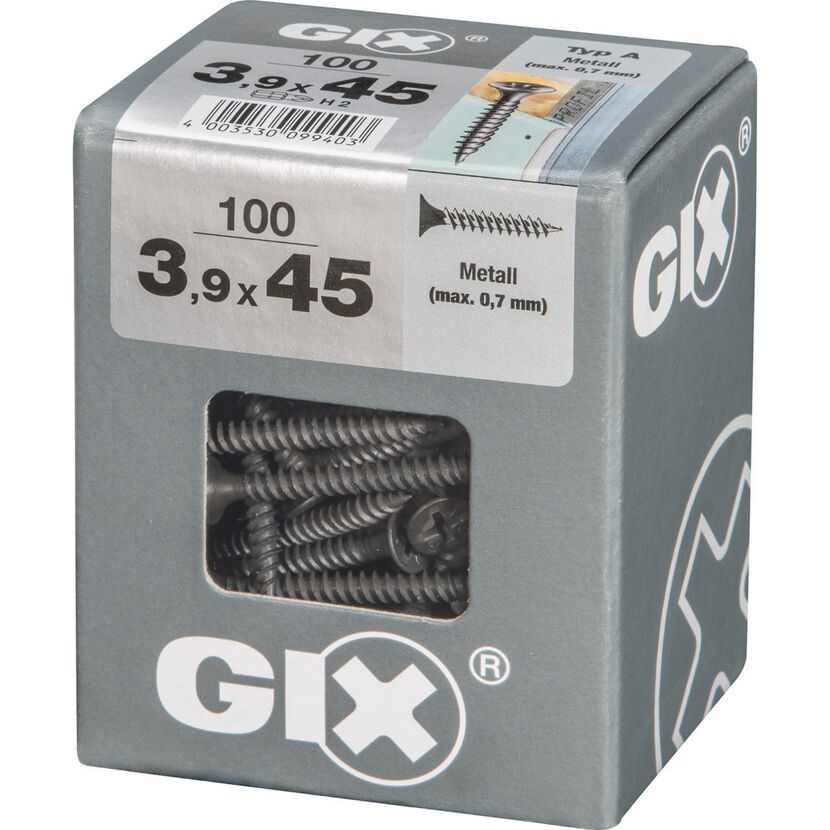 GIX Schrauben 3,9 x 45 mm, 100 Stück