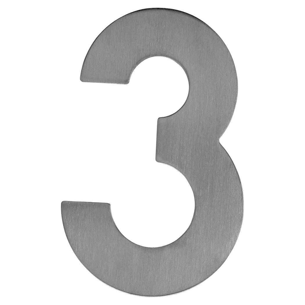 Hausnummer '3' 12 cm, silbern