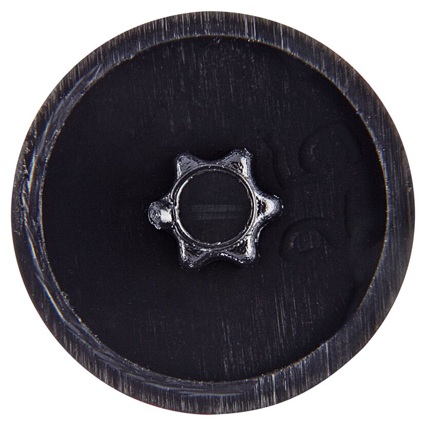 Schwarze Abdeckkappe mit sternförmigem Schraubenkopf