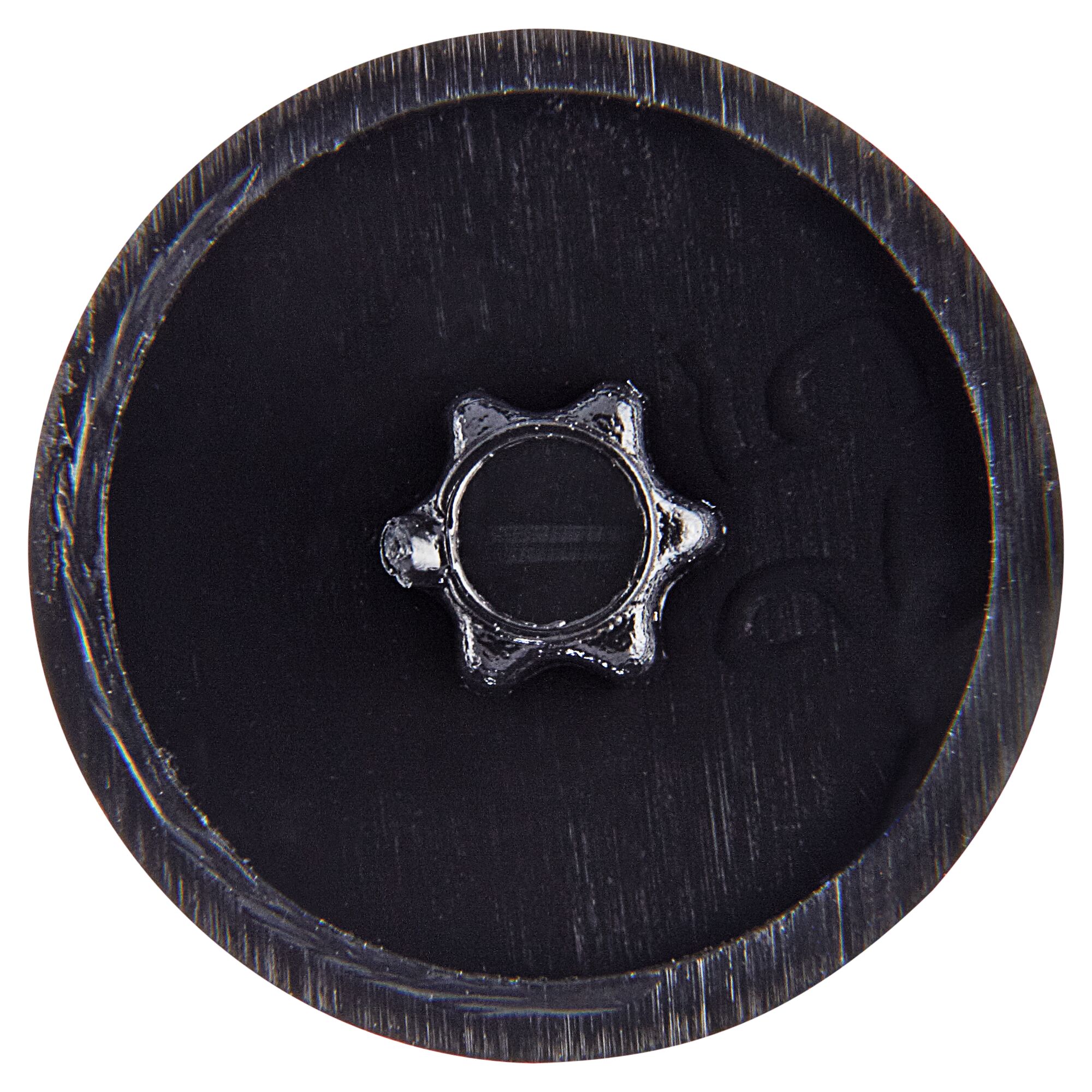 Schwarze Abdeckkappe mit sternförmigem Schraubenkopf