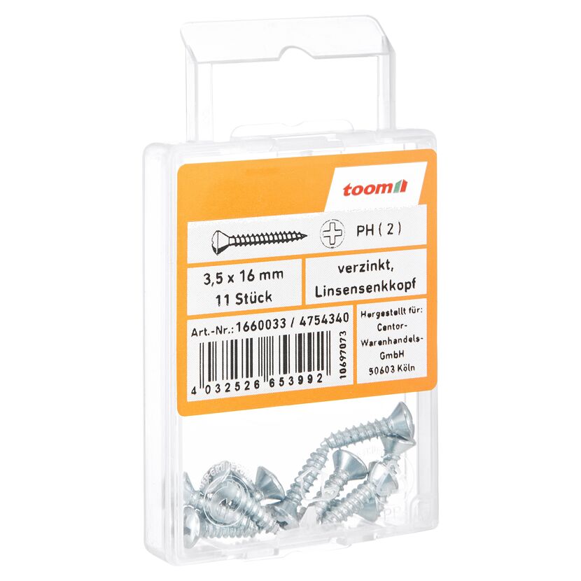 Blechschrauben Ø 3,5 x 16 mm verzinkt DIN 7983 11 Stück