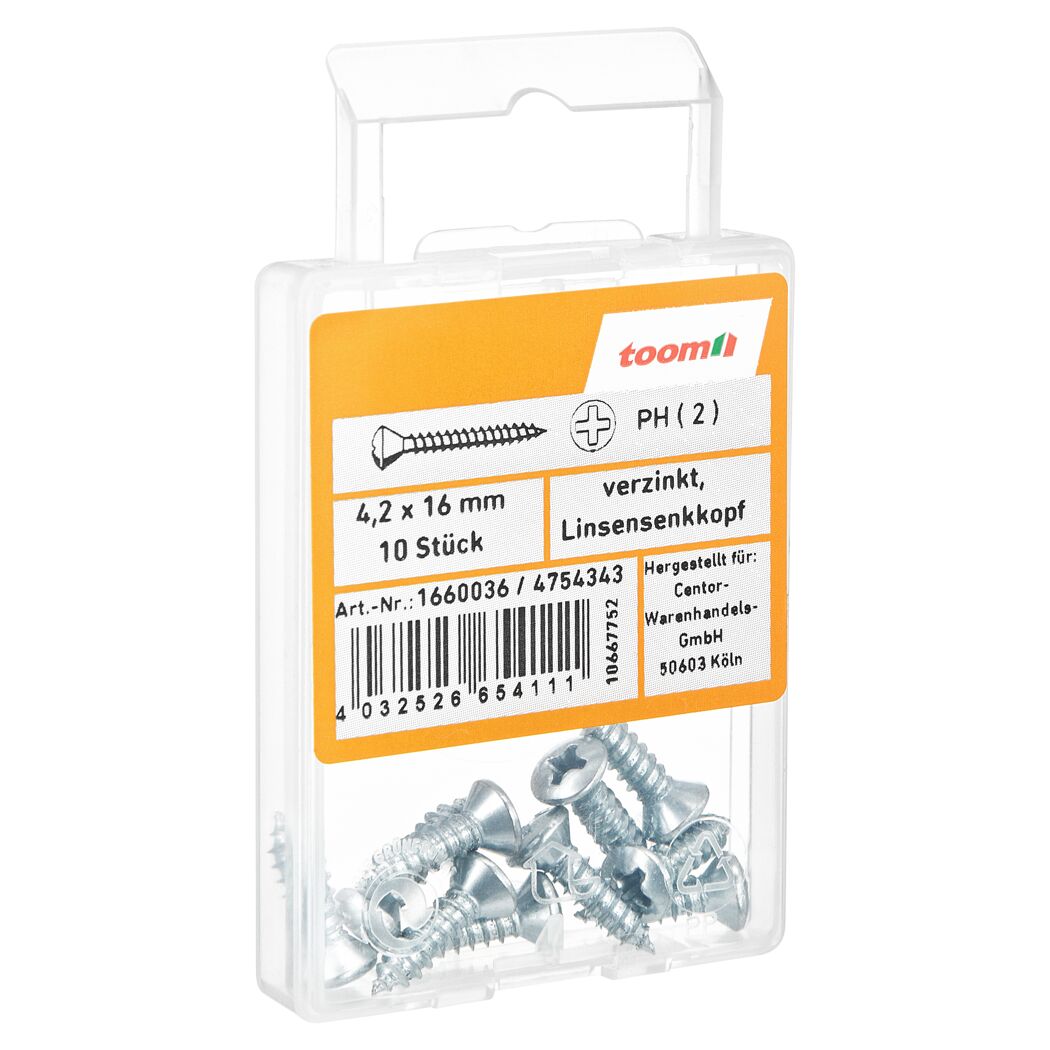 Blechschrauben Ø 4,2 x 16 mm verzinkt DIN 7983 10 Stück