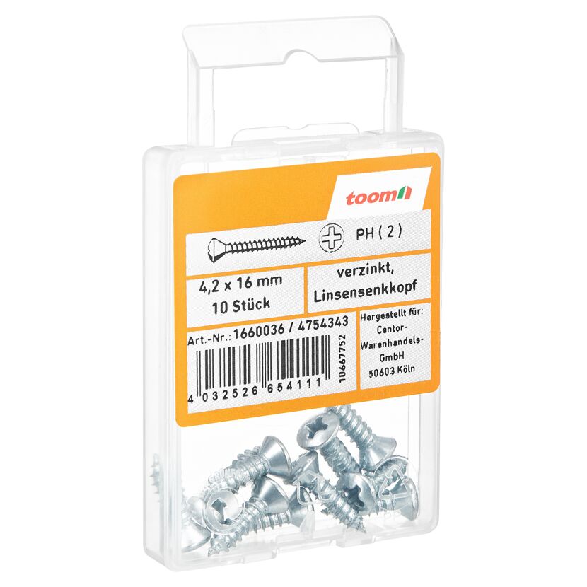 Blechschrauben Ø 4,2 x 16 mm verzinkt DIN 7983 10 Stück
