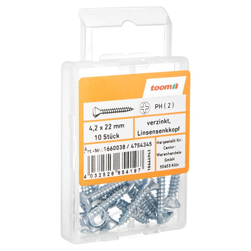 Blechschrauben Ø 4,2 x 22 mm verzinkt DIN 7983 10 Stück