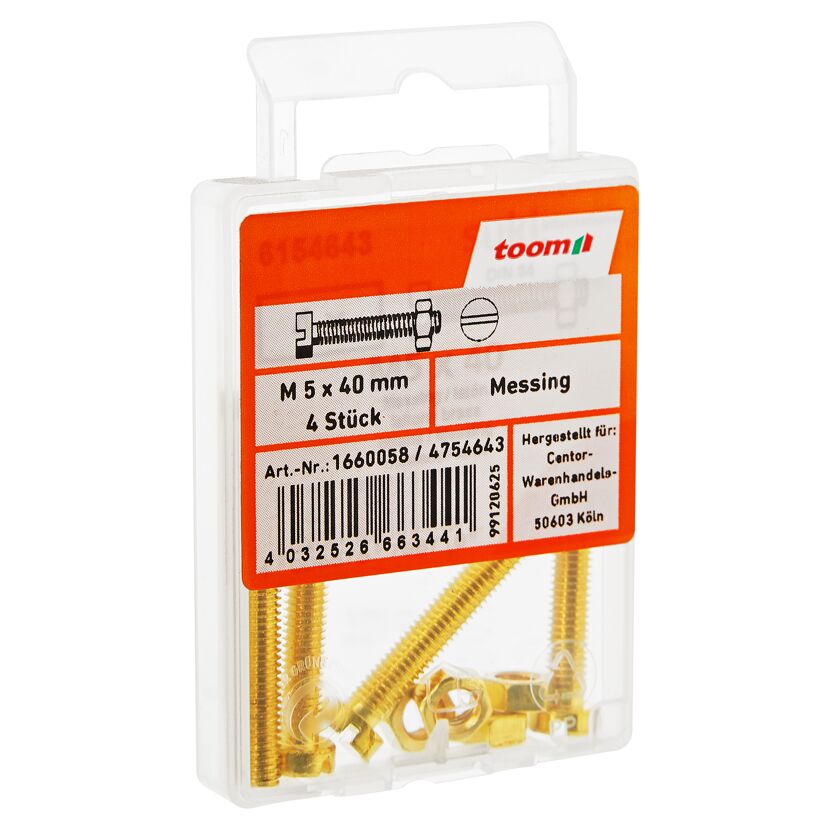 Messingschrauben mit Zylinderkopf Ø 5 x 40 mm 4 Stück