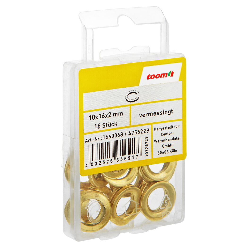 Fitschenringe vermessingt Ø 10 x 16 x 2 mm 18 Stück