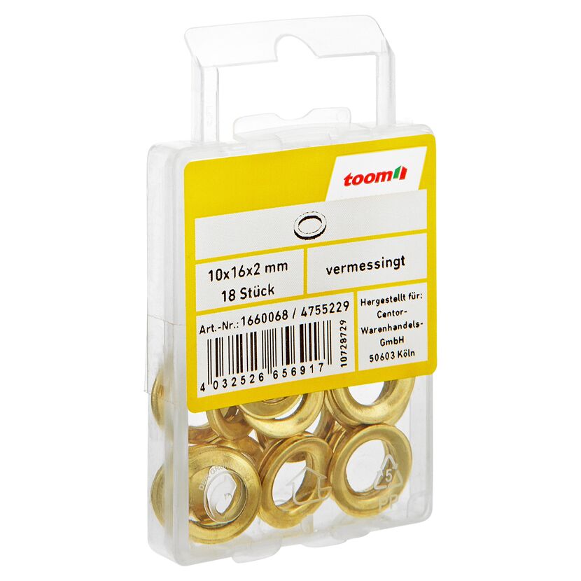 Fitschenringe vermessingt Ø 10 x 16 x 2 mm 18 Stück
