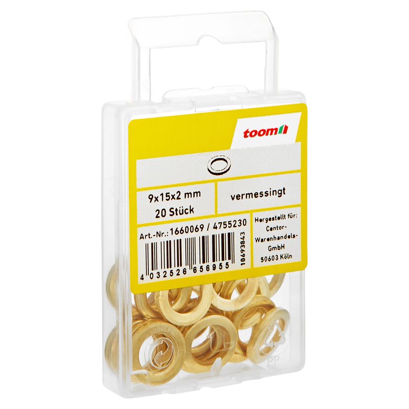20 vermessingte Fitschenringe, 9 x 15 x 2 mm, der Marke toom
