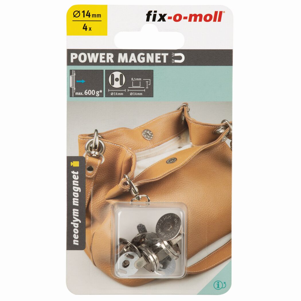 Magnetverschluss 'Neodym' silbern Ø 14 mm, 4 Stück