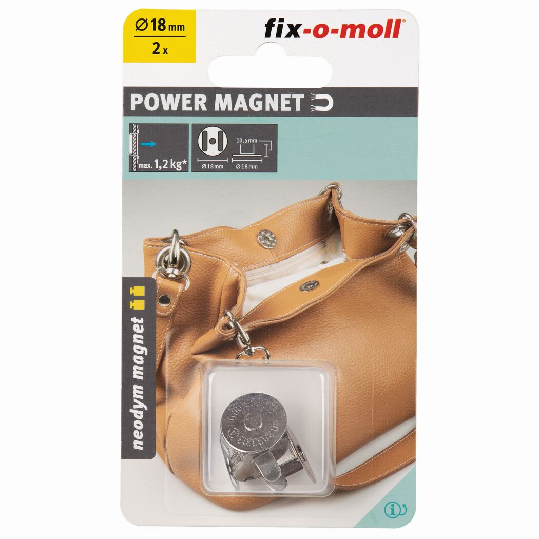 Magnetverschluss 'Neodym' silbern Ø 18 mm, 2 Stück