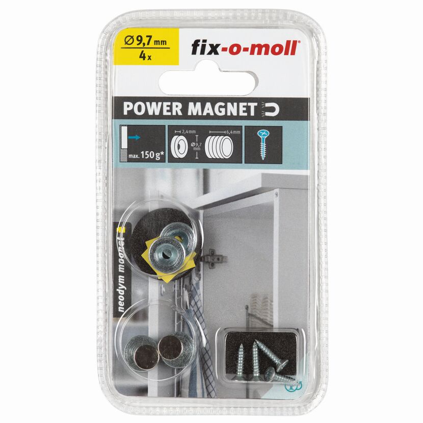 Magnetschnäpper 'Neodym' silbern Ø 12,7 x 6,4 mm, 4 Stück