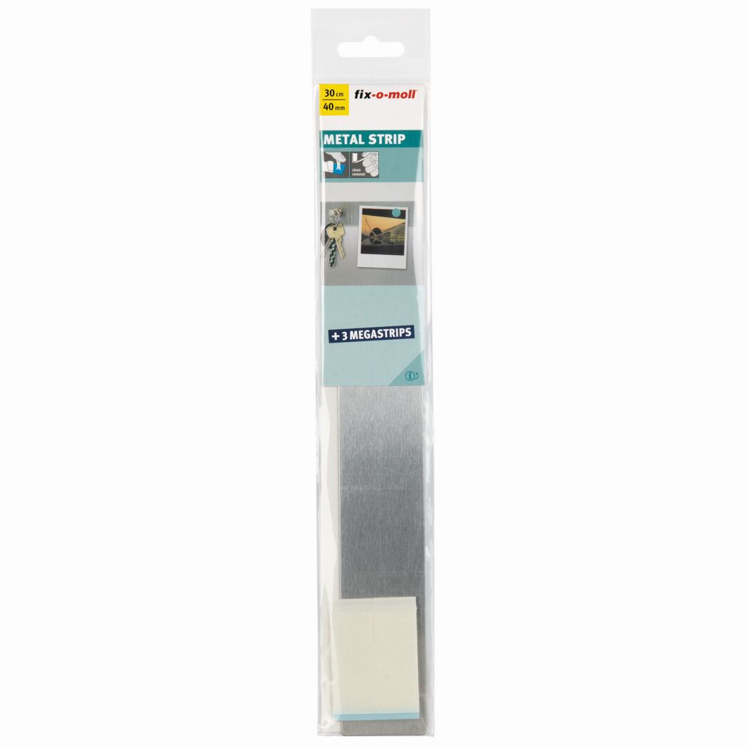 Metallleiste silbern 30 x 4 cm inklusive 3 Megastrips