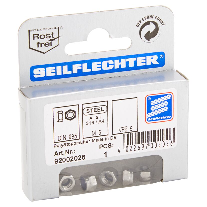 Polystoppmutter Edelstahl 6 Stück M5