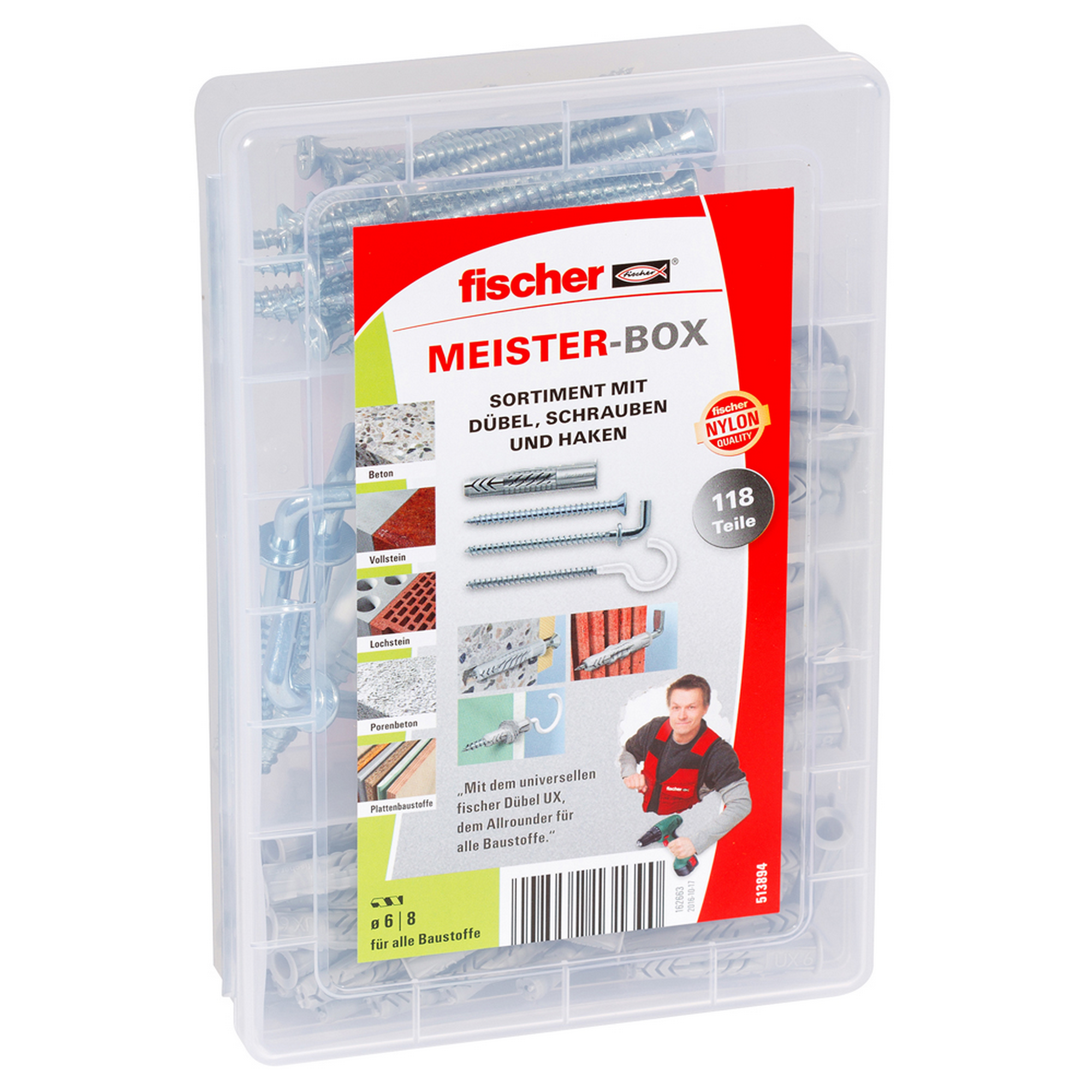 fischer Meister-Box UX mit Schrauben und Haken 118-teilig + product picture