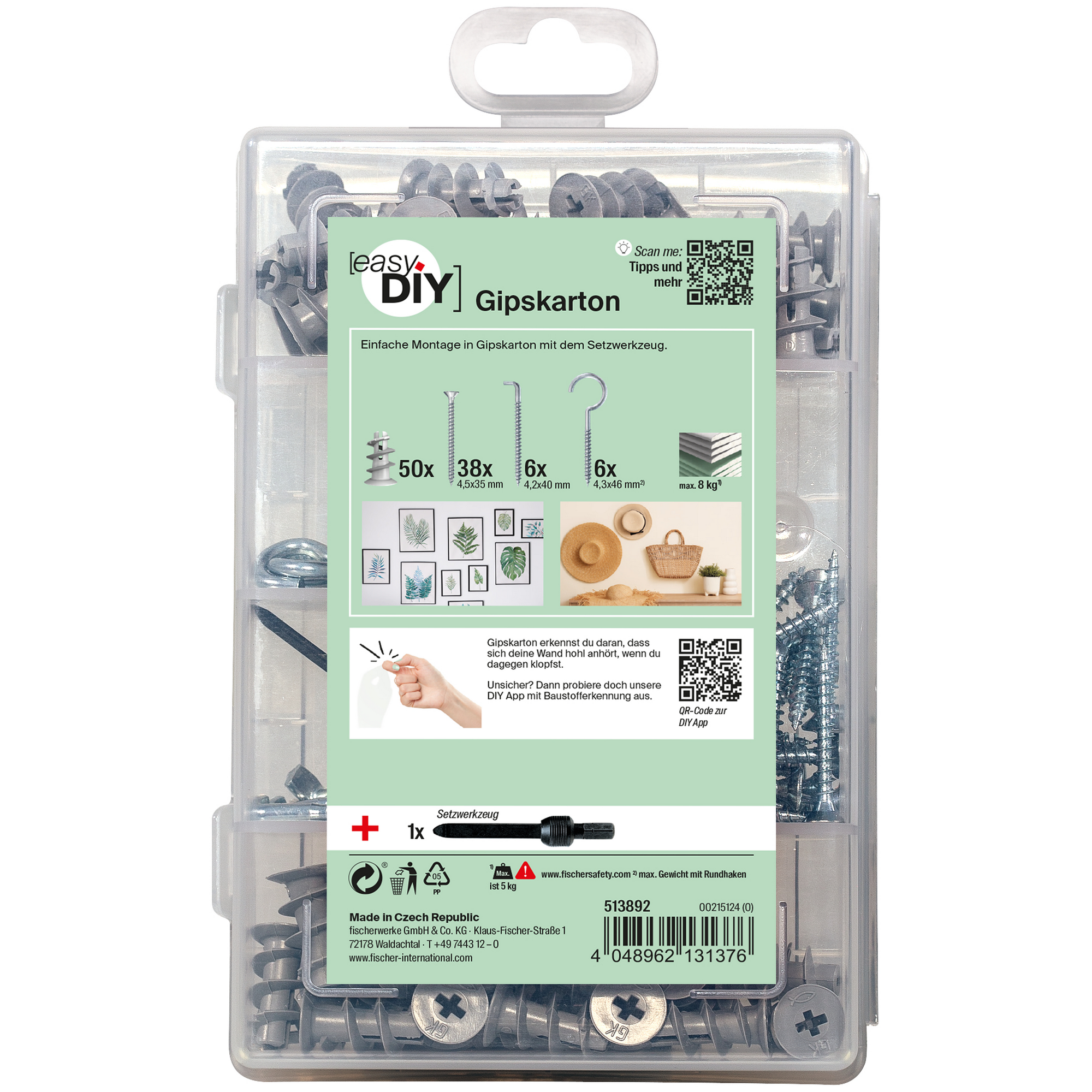 fischer Meister-Box Mit GK + Schrauben + Haken 101-teilig