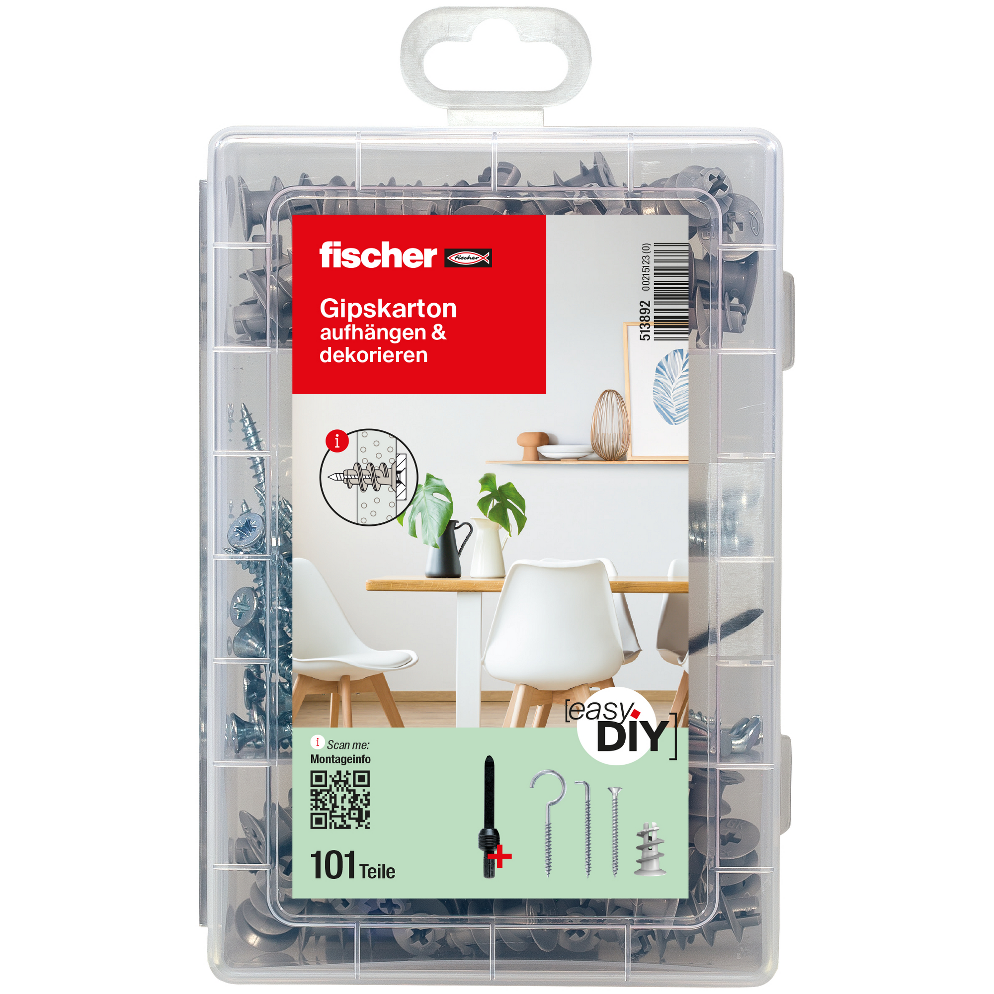 fischer Meister-Box Mit GK + Schrauben + Haken 101-teilig