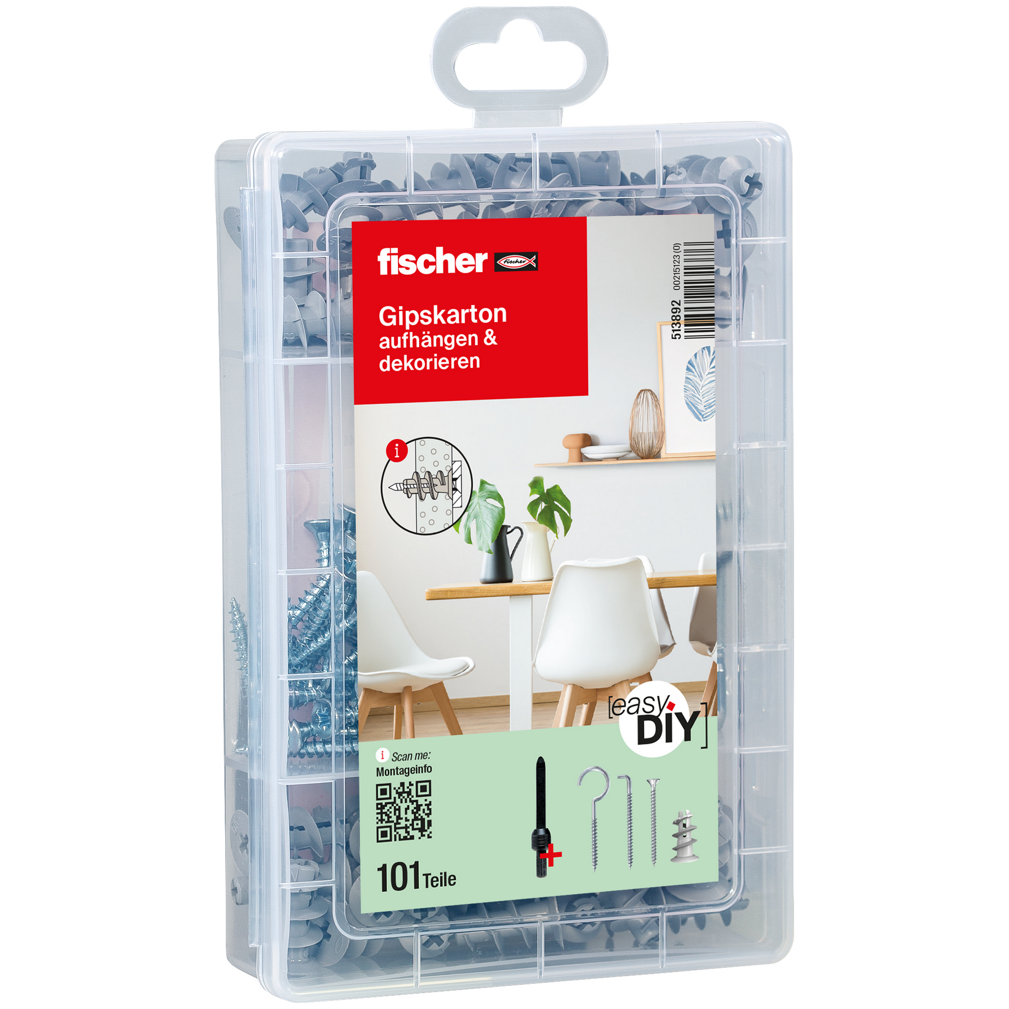 fischer Meister-Box Mit GK + Schrauben + Haken 101-teilig