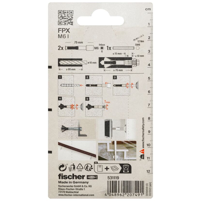fischer Porenbetonanker FPX - I M 6 2 Stück