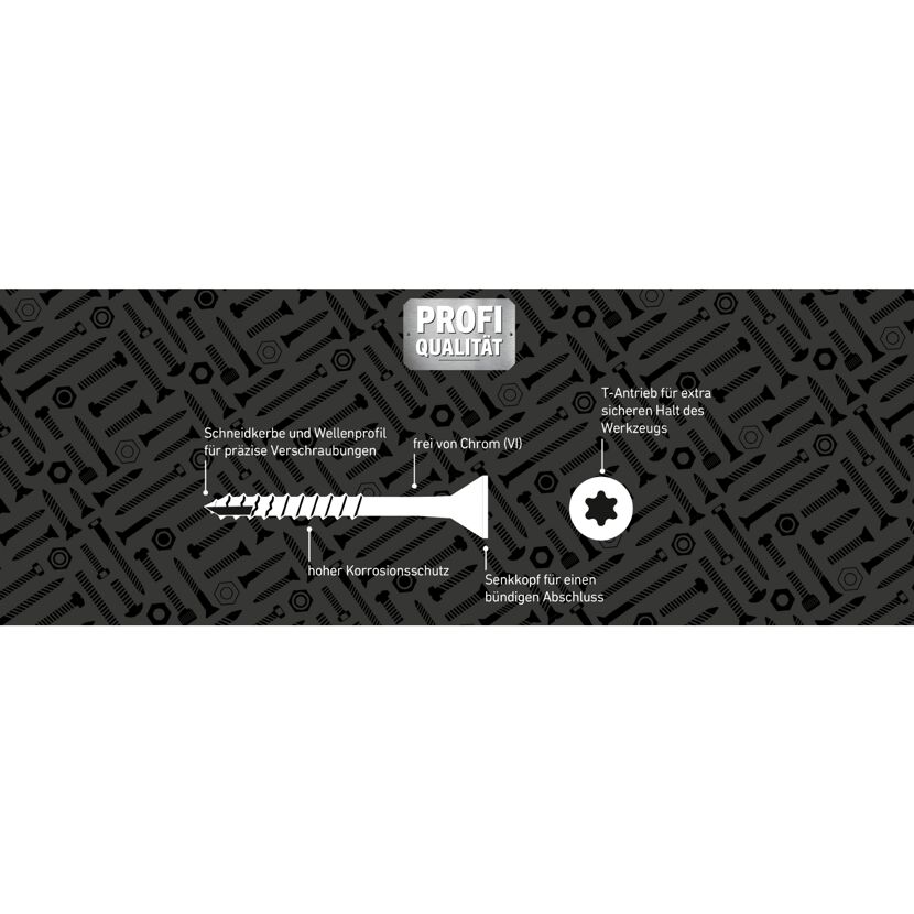 Senkkopfschraube TX30 Stahl verzinkt Ø 6 x 160 mm 100 Stück