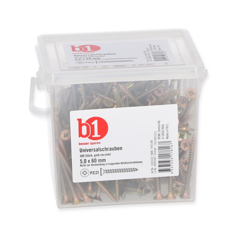 300 Universalschrauben 5 x 60 mm in Box