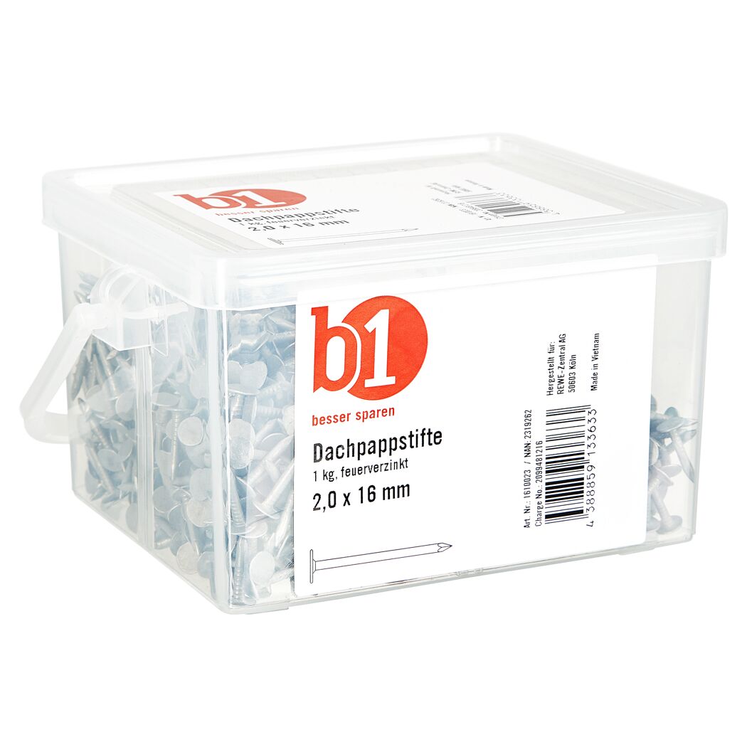 1 kg Dachpappstifte 2,0 x 16 mm feuerverzinkt in Box