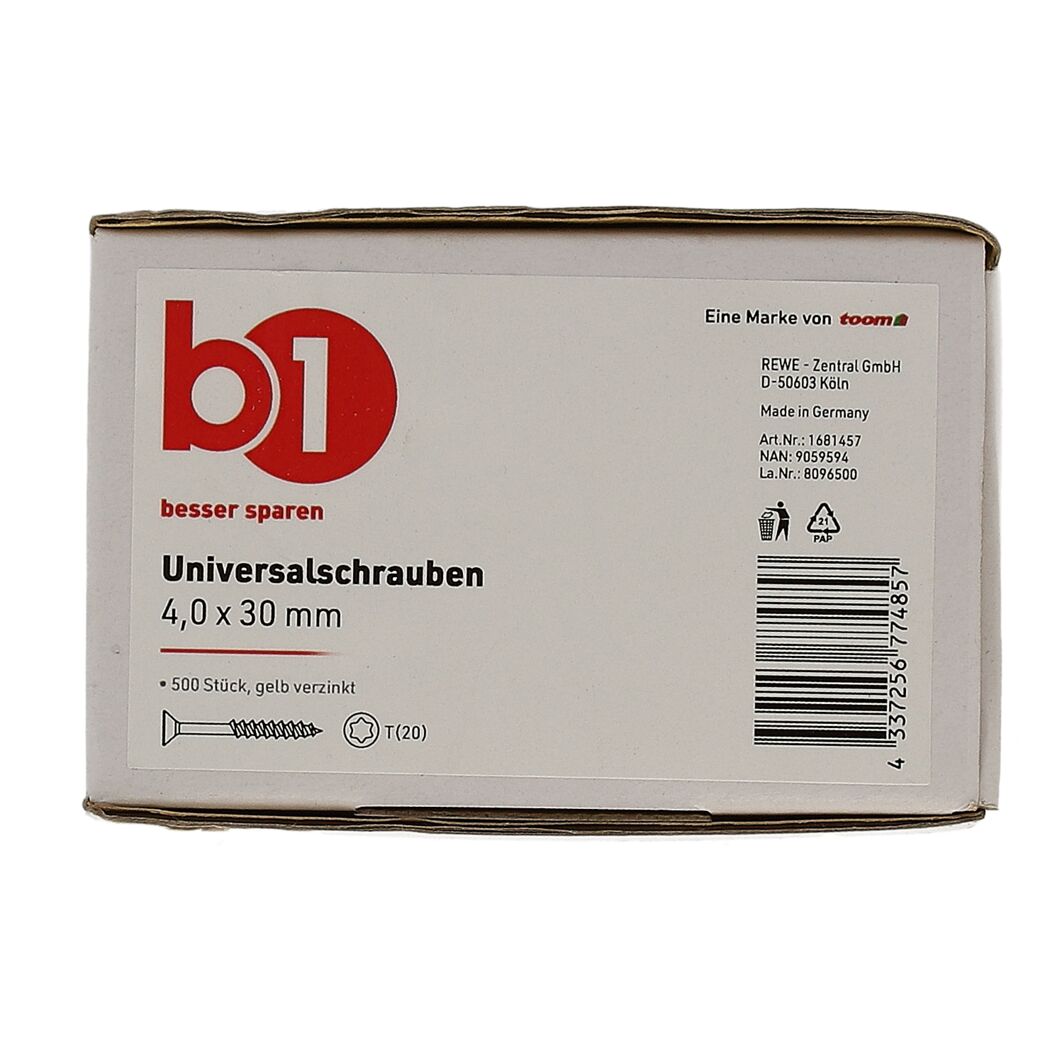 Universalschrauben Ø 4 x 30 mm 500 Stück