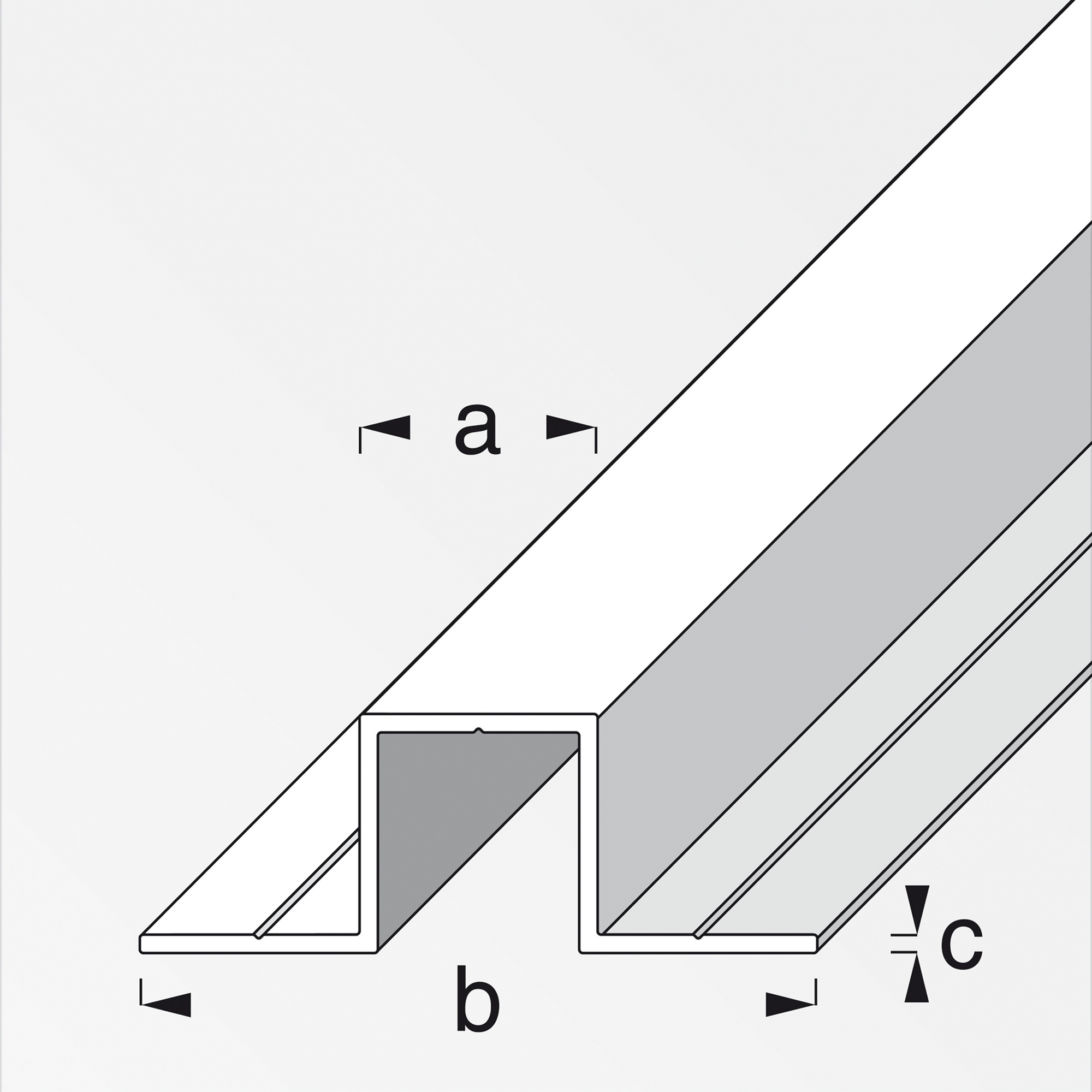 Quadrat-U-Profil Aluminium 100 x 5,5 x 1,95 cm + product picture