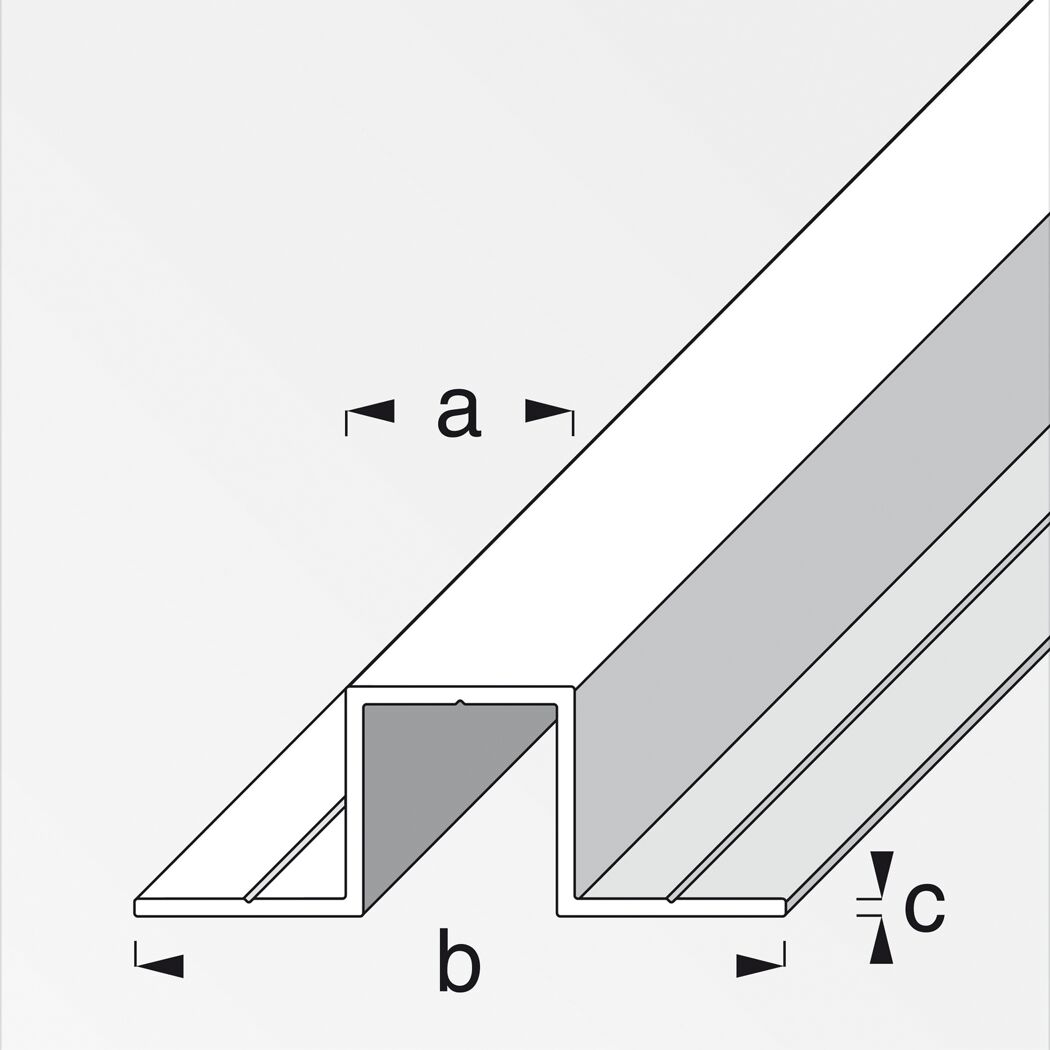 Quadrat-U-Profil Aluminium 100 x 7,65 x 2,35 cm