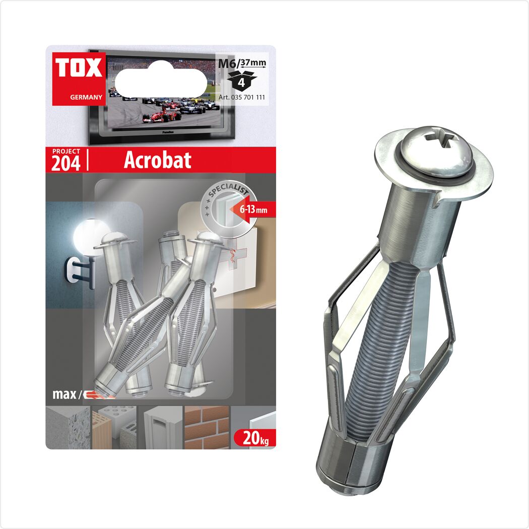 Hohlraumdübel "Acrobat" M6 4 Stück 3,7 cm