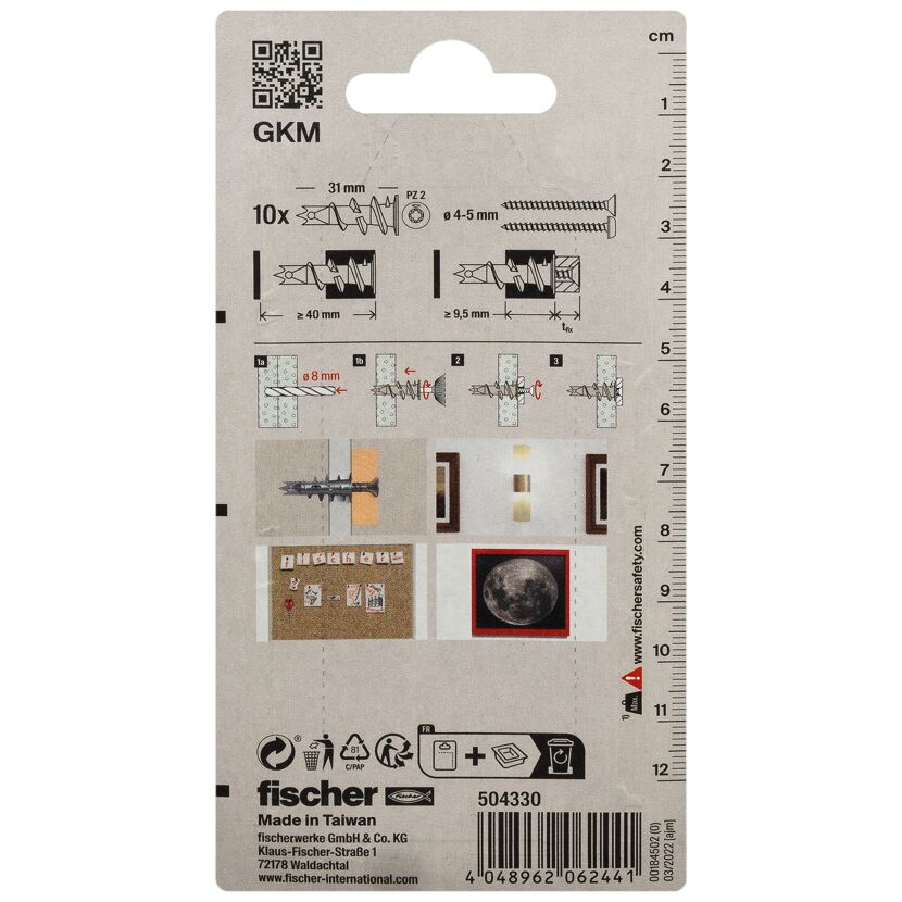 fischer Gipskartondübel Metall GKM 10 Stück