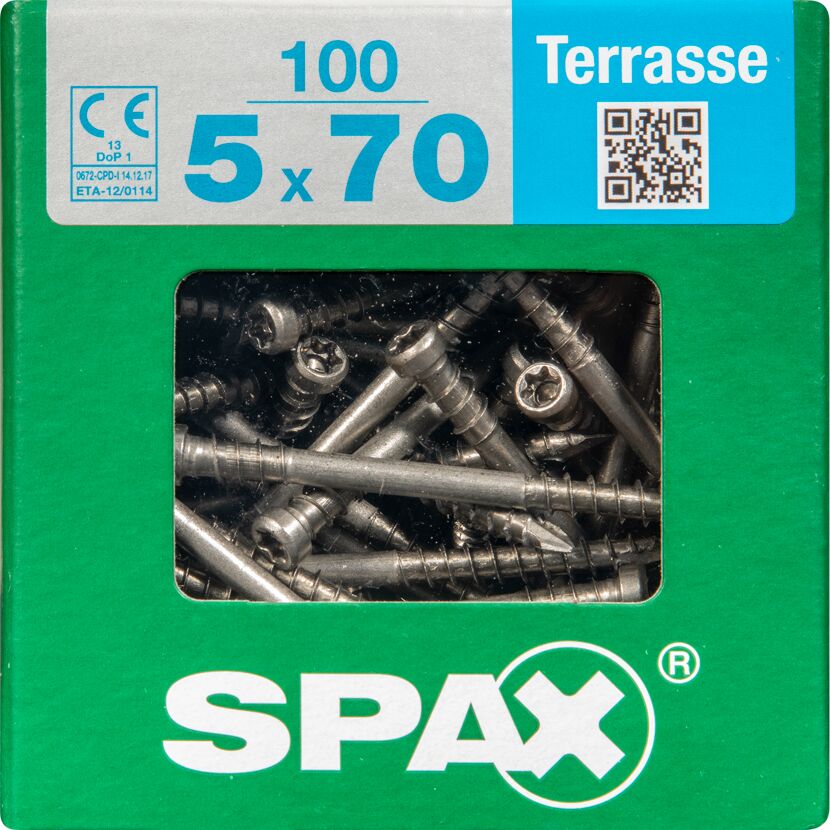 Terrassenschrauben Edelstahl A2 Ø 5 x 70 mm 100 Stück
