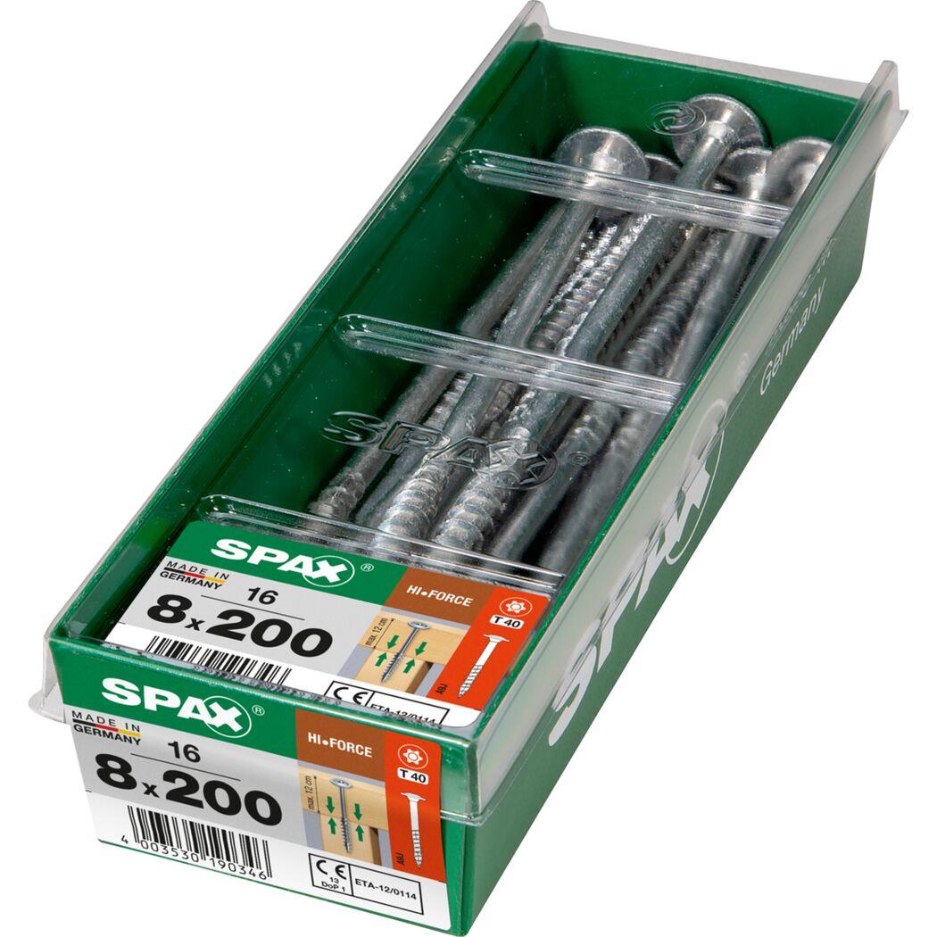 SPAX Hi-Force Schrauben 8x200mm, 16 Stück in Verpackung
