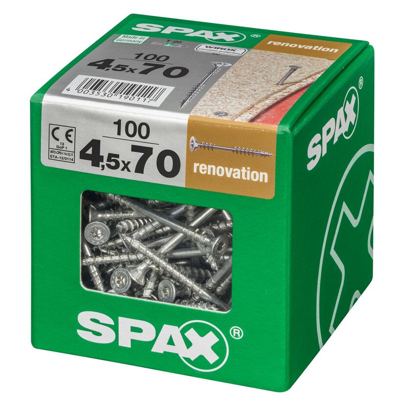SPAX Schrauben 4,5 x 70 mm, 100 Stück, Renovierung