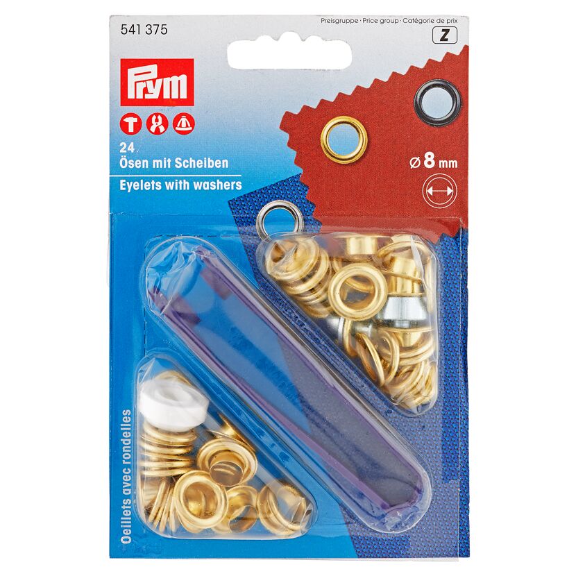 Ösen mit Scheiben Messing Ø 8 mm 24 Stück