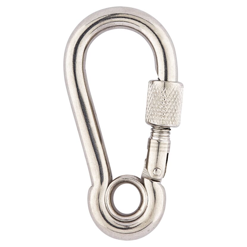Karabinerhaken mit Sicherung Edelstahl A4 Ø 8 x 80 mm