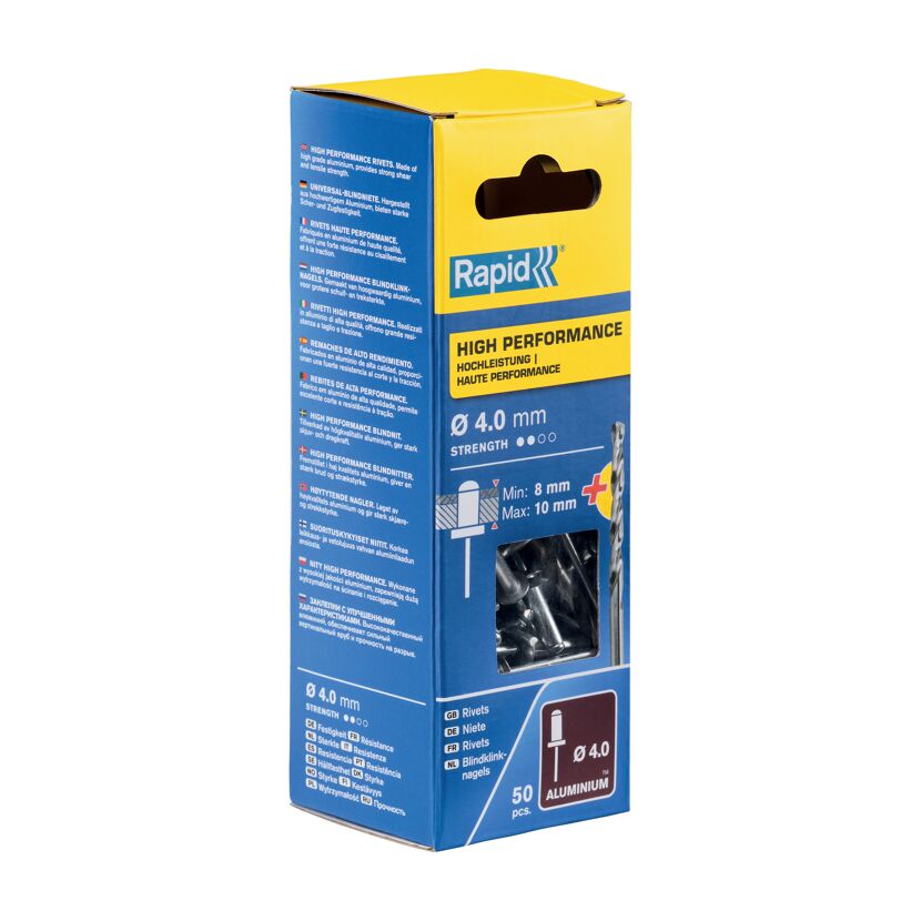 Rapid 50 Stück Aluminium-Blindnieten 4,0 mm