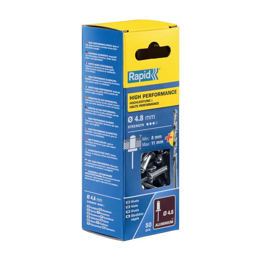 Rapid High Performance Aluminium-Blindnieten 4,8 mm, 50 Stück
