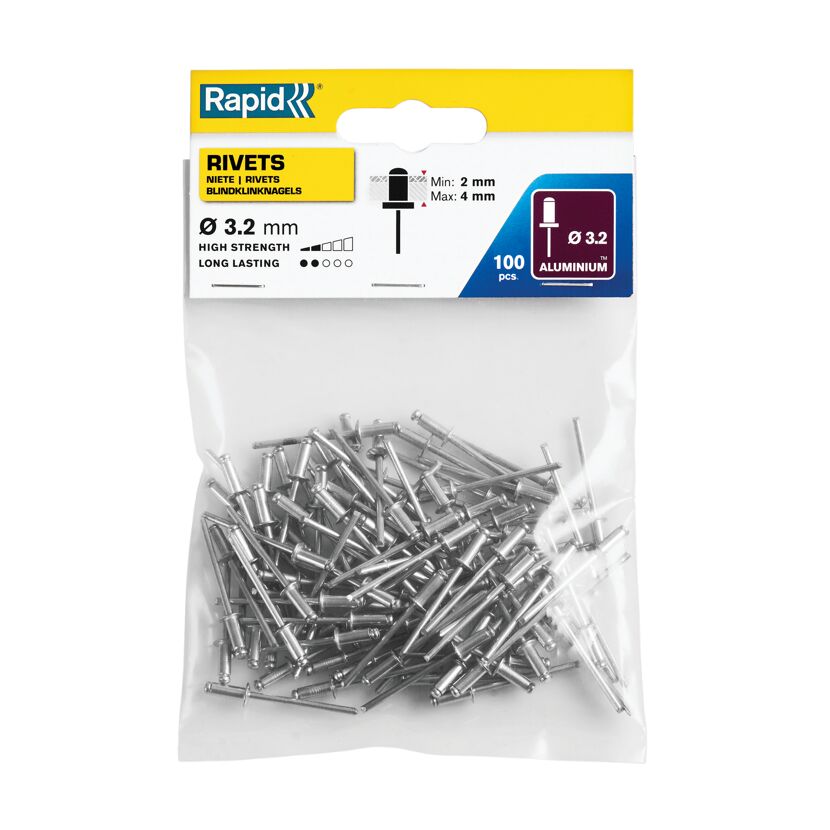 Rapid 3,2 mm Aluminium-Blindnieten, 100 Stück