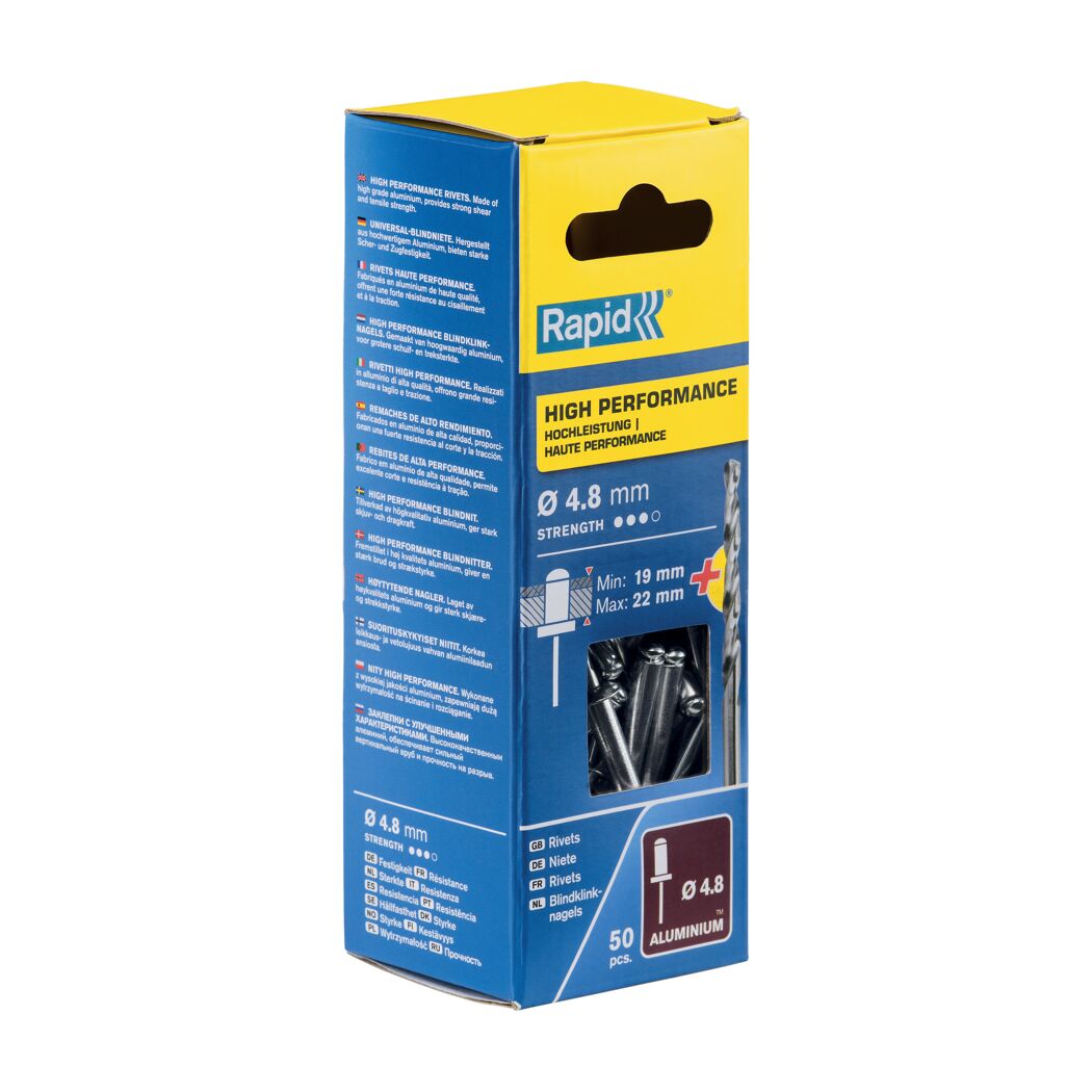Rapid High Performance Aluminium-Blindnieten 4,8 mm mit Bohrer