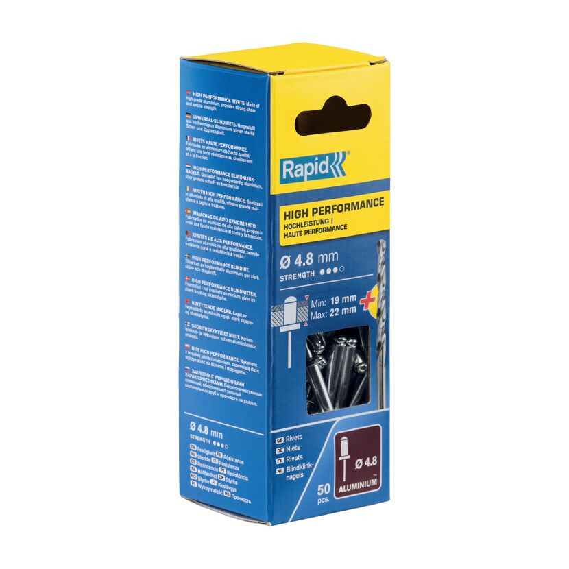 Rapid High Performance Aluminium-Blindnieten 4,8 mm mit Bohrer
