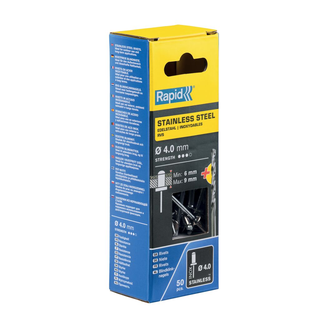 Rapid Blindniete Edelstahl 4,0 mm 50 Stück