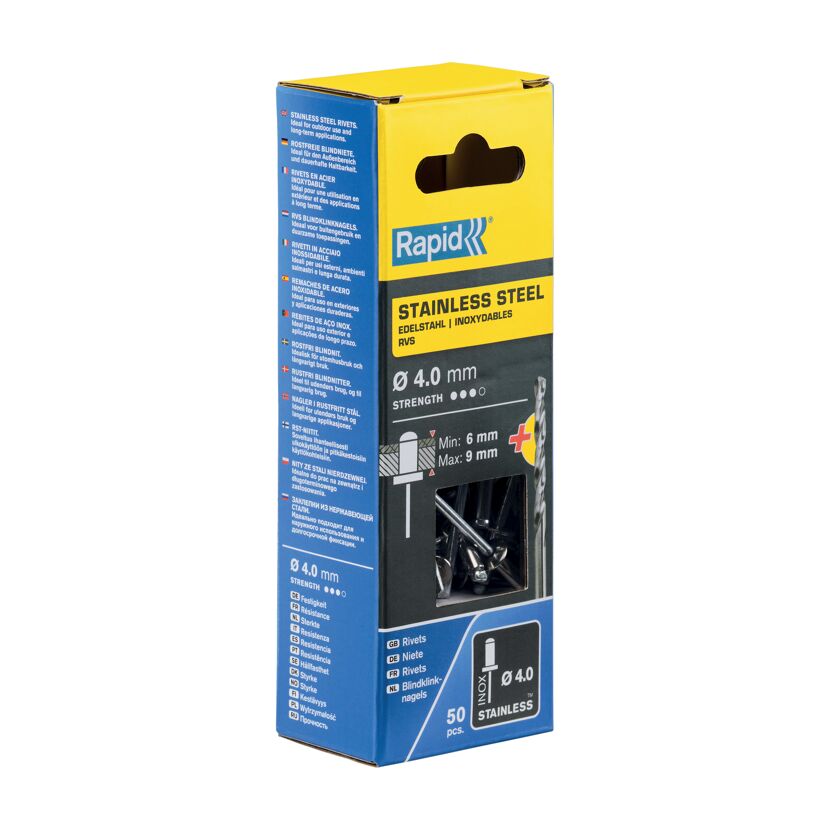 Rapid Blindniete Edelstahl 4,0 mm 50 Stück