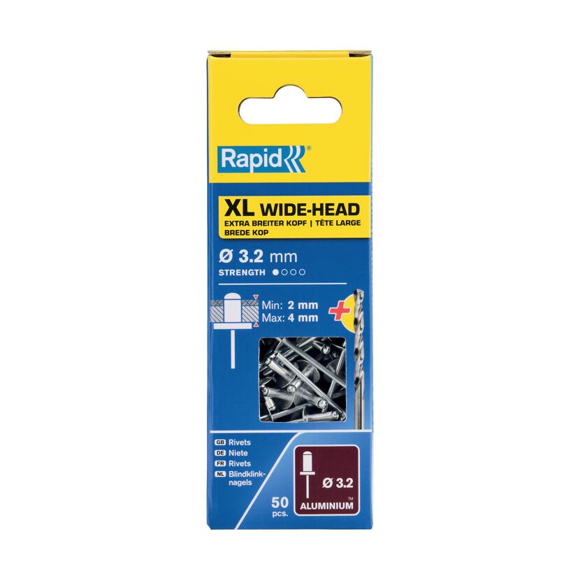 Rapid XL Breitkopf-Niete 3,2 mm, 50 Stück