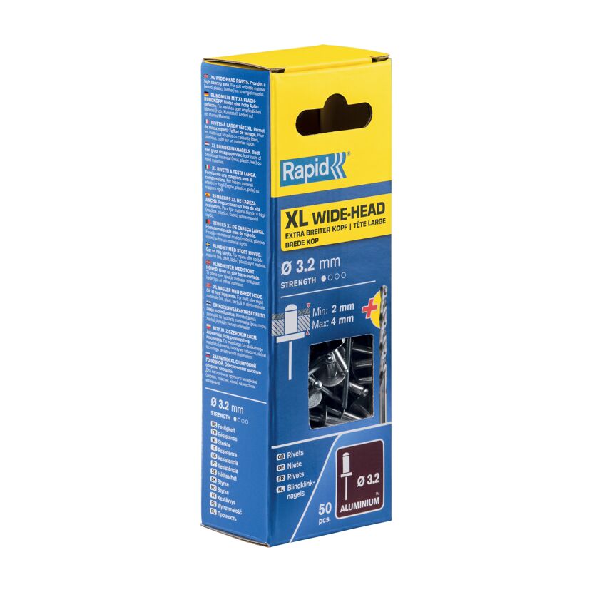 Rapid XL Breitkopf-Blindniete, 3,2 mm, 50 Stück