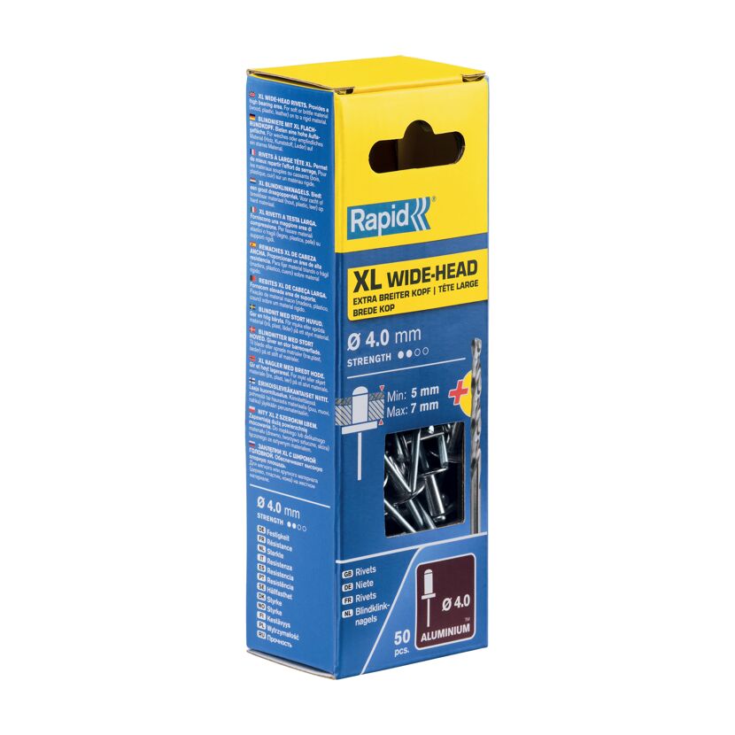 Rapid XL Breitkopf-Niete 4,0 mm, 50 Stück