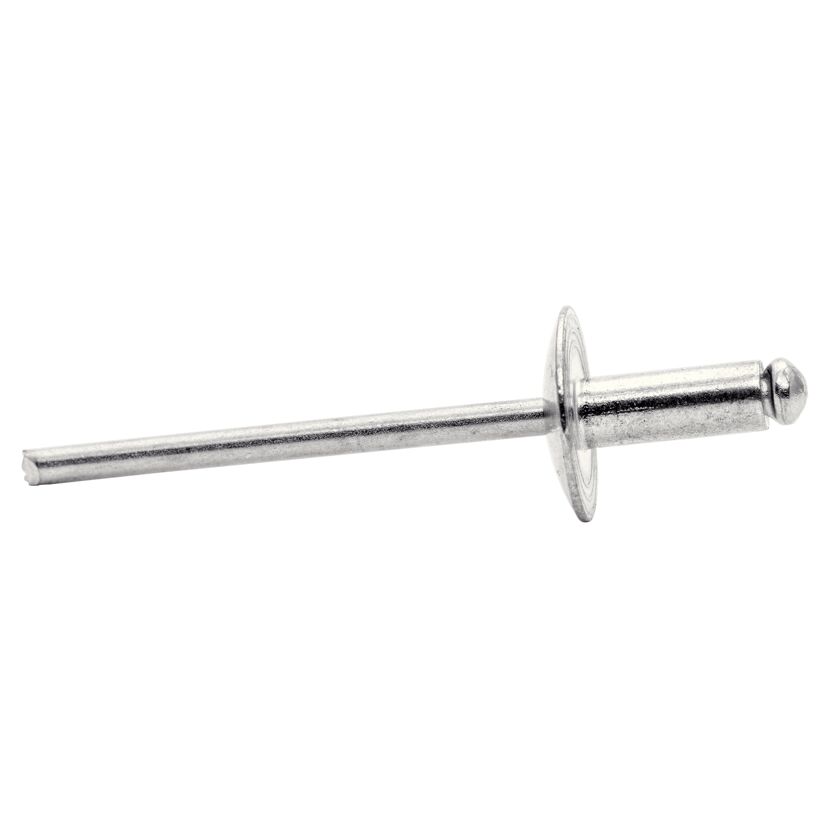 Eine silberfarbene XL Niete 4x10 mm.
