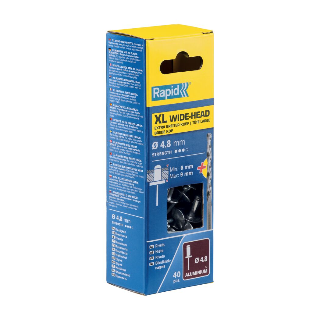 Rapid XL Breitkopf-Blindniete 4,8 mm, 40 Stück