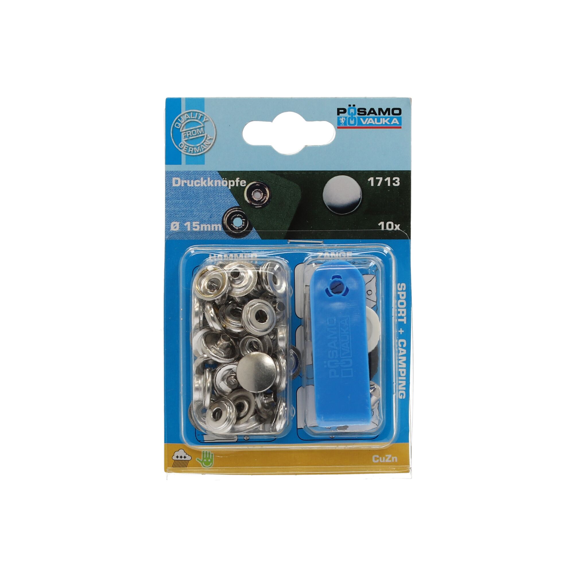 Druckknöpfe 15 mm, 10 Stück, mit Werkzeug