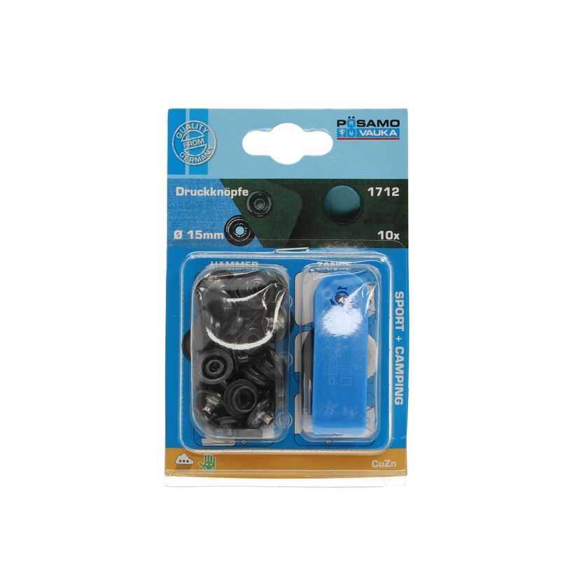 Druckknöpfe 15 mm, 10 Stück, mit Werkzeug