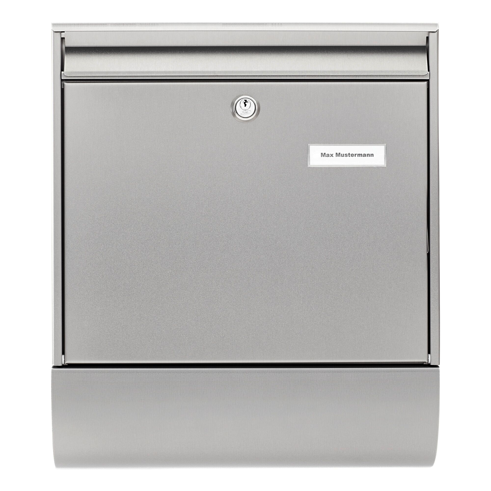 Briefkasten aus Edelstahl mit Namensschild